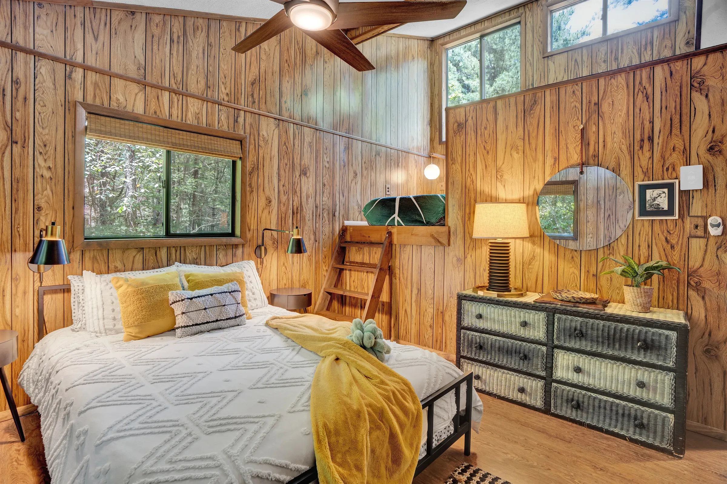 Drift off to sleep in the plush queen-sized bed and wake up to the soft morning light coming through the wide windows.