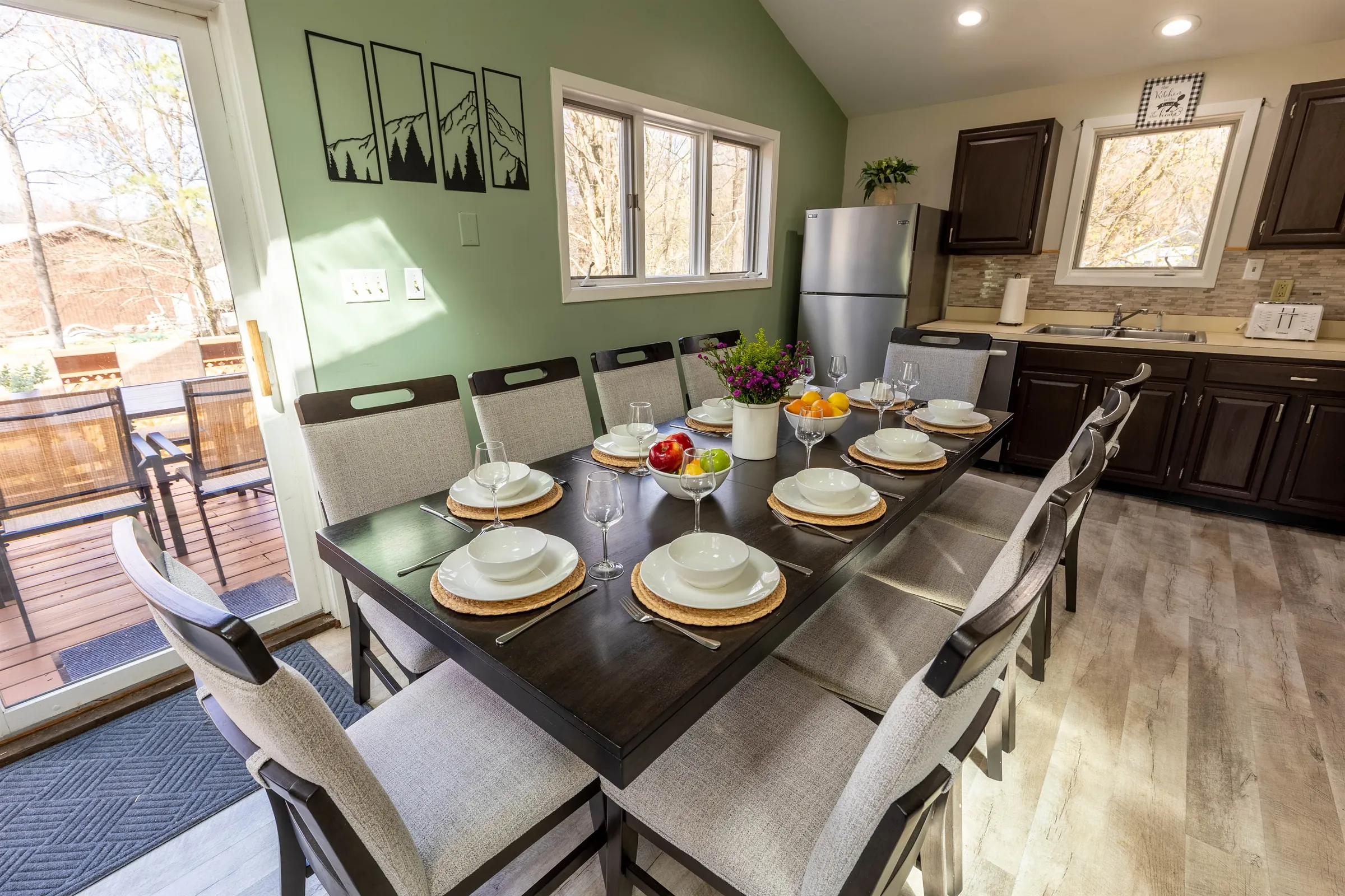 An open-concept 10-seat dining space perfect for gathering, sharing meals, and making memories together.
