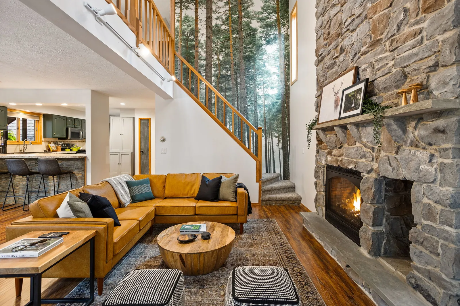 Echoing Pine's living room is the ideal space for lively gatherings or simply curling up with a good book and a cup of tea.